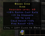 Rare Ring +10% FCR/15 Str/35 Life/Cr 14%/Fr 21%