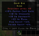 Rare Ring +10% FCR/10 Str/10 Dex/53 Mana/Fr 16%/Pr 6%