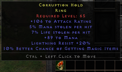 Rare Ring +106 Ar/5% ml/7% ll/89 Mana/Lr 20%