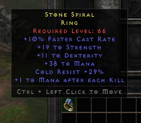 D2r Ladder Rare Ring +10% Fcr/19 Str/11 Dex/38 Mana/Cr 29%